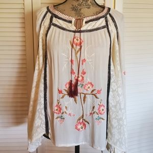 Free People Embroidered Peasant Blouse